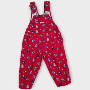Vintage Cutecumber Corduroy Overalls Size 18 Months Red Soccer Mice Pocket Snaps